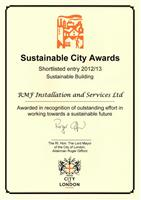 RMF Honoured in Sustainable London City Awards 2013